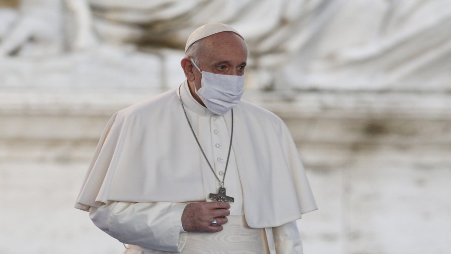 Pope Francis wears a mask 
